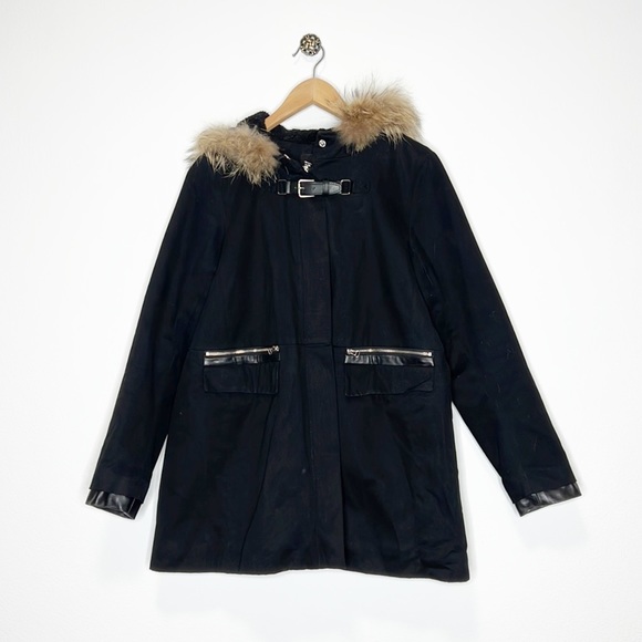 Maje Coat with Fur Hood - Picture 3 of 15